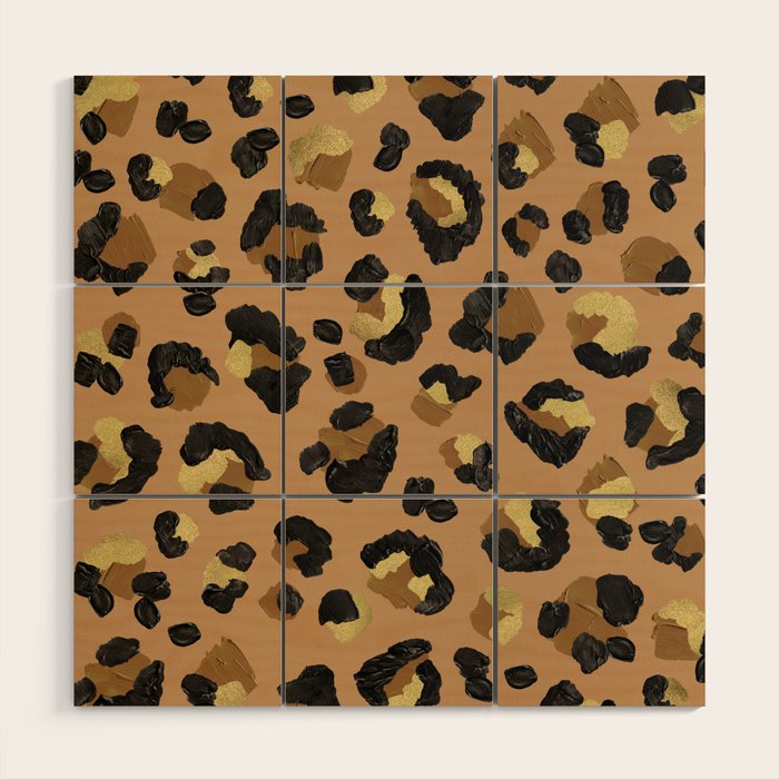 Leopard Print - Neutral & Gold Palette Wood Wall Art Gallery Image 1
