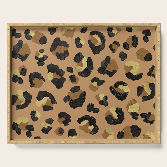 Leopard Print - Neutral & Gold Palette Serving Tray Gallery Image 1