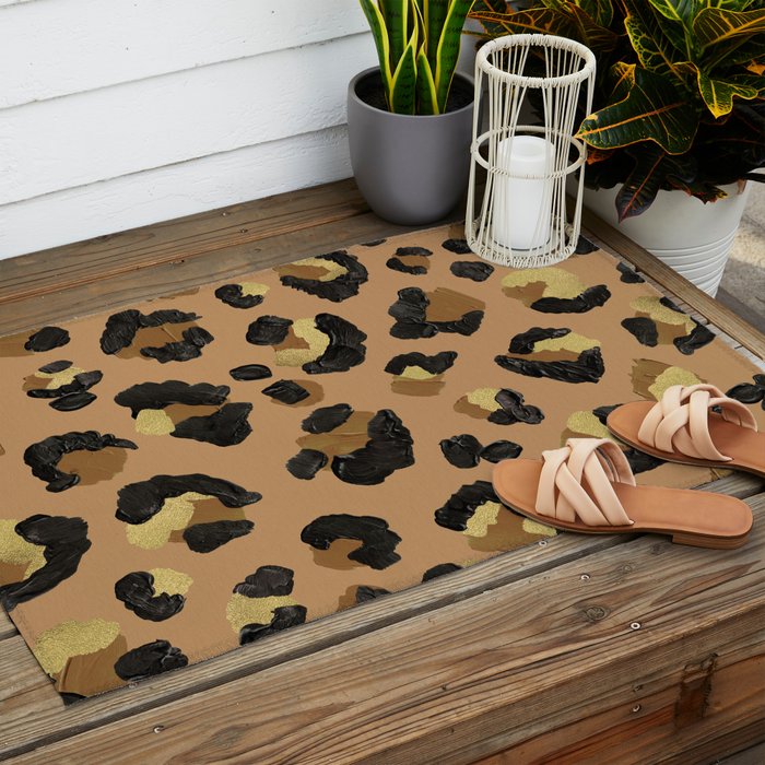 Leopard Print - Neutral & Gold Palette Outdoor Rug Gallery Image 2
