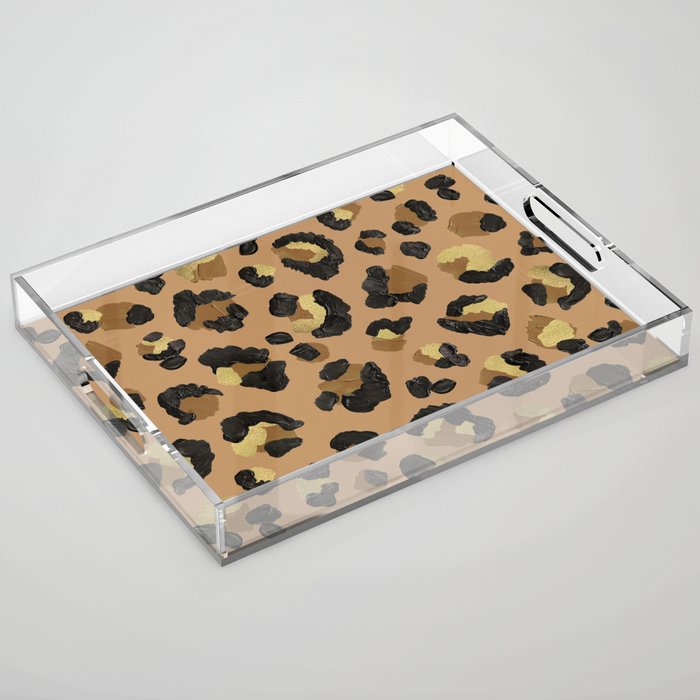 Leopard Print - Neutral & Gold Palette Acrylic Tray Gallery Image 1