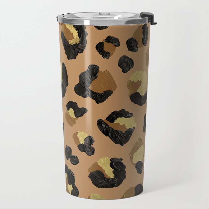 Leopard Print - Neutral & Gold Palette Travel Mug Gallery Image 2
