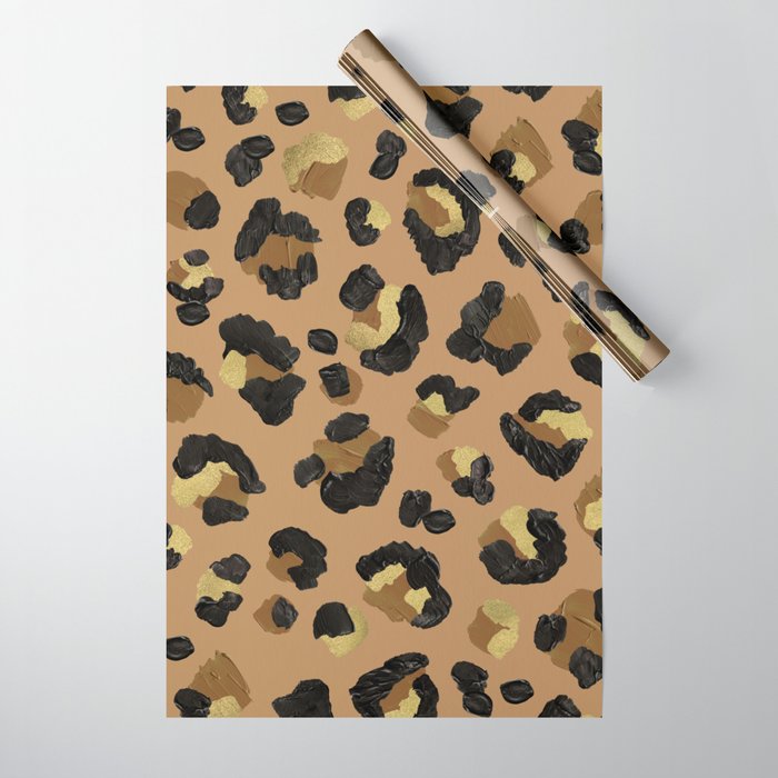 Leopard Print - Neutral & Gold Palette Wrapping Paper Gallery Image 1