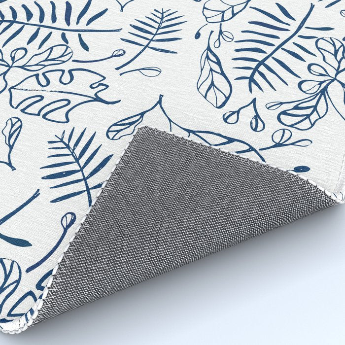 Tropical Plant Boho Chinoiserie Blue and White Rug Gallery Image 4