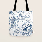 Tropical Plant Boho Chinoiserie Blue and White Tote Bag Gallery Image 1