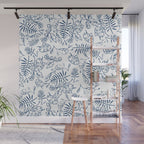 Tropical Plant Boho Chinoiserie Blue and White Wall Mural Gallery Image 1