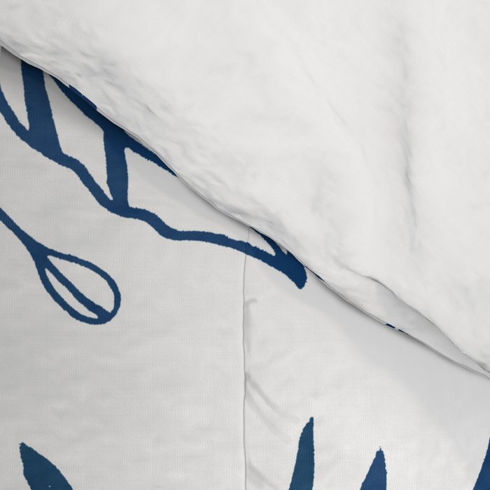 Tropical Plant Boho Chinoiserie Blue and White Comforter Gallery Image 4