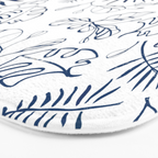 Tropical Plant Boho Chinoiserie Blue and White Bath Mat Gallery Image 3