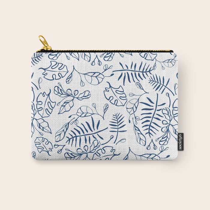 Tropical Plant Boho Chinoiserie Blue and White Carry All Pouch Gallery Image 1