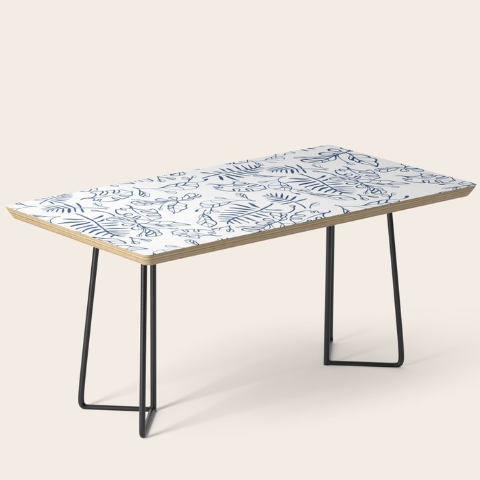 Tropical Plant Boho Chinoiserie Blue and White Coffee Table Gallery Image 1
