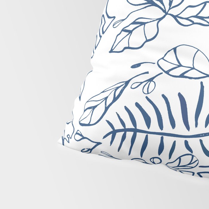 Tropical Plant Boho Chinoiserie Blue and White Pillow Sham Gallery Image 4