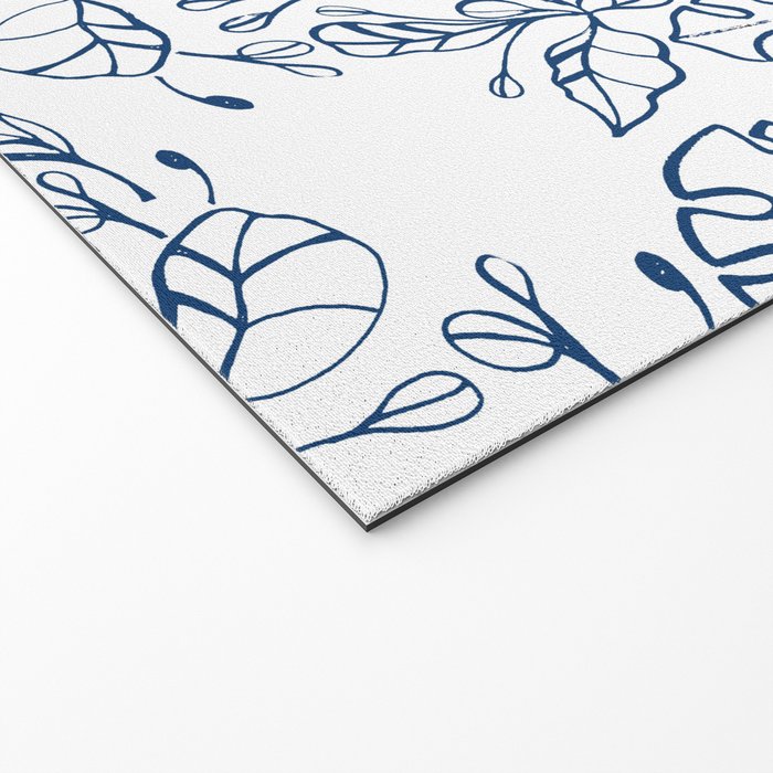 Tropical Plant Boho Chinoiserie Blue and White Welcome Mat Gallery Image 2