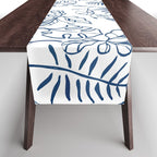 Tropical Plant Boho Chinoiserie Blue and White Table Runner Gallery Image 1