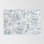 Tropical Plant Boho Chinoiserie Blue and White Rug Gallery Image 2