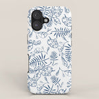 Tropical Plant Boho Chinoiserie Blue and White iPhone Case Gallery Image 1