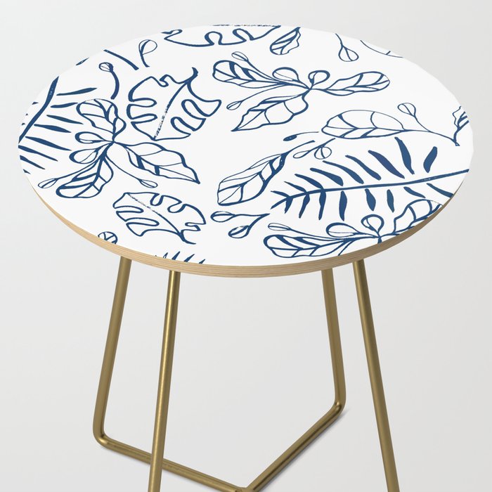 Tropical Plant Boho Chinoiserie Blue and White Side Table Gallery Image 2