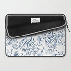 Tropical Plant Boho Chinoiserie Blue and White Laptop Sleeve Gallery Image 2