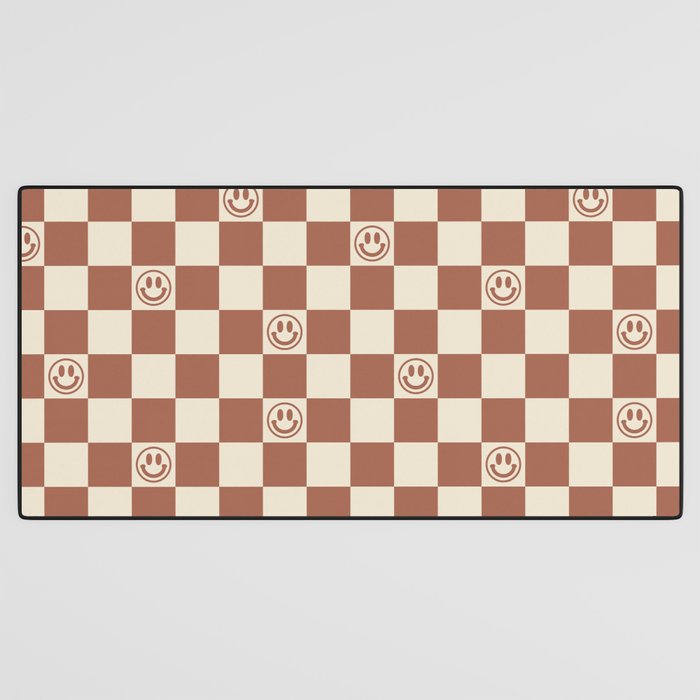 Smiley Face & Checkerboard (Milk Chocolate Colors) Desk Mat Gallery Image 3