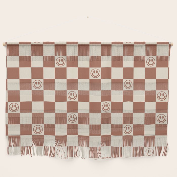 Smiley Face & Checkerboard (Milk Chocolate Colors) Wall Hanging Gallery Image 1