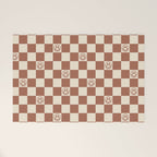 Smiley Face & Checkerboard (Milk Chocolate Colors) Welcome Mat Gallery Image 1