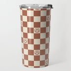 Smiley Face & Checkerboard (Milk Chocolate Colors) Travel Mug Gallery Image 2