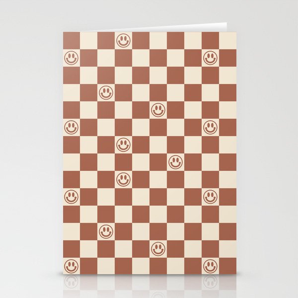 Smiley Face & Checkerboard (Milk Chocolate Colors) Stationery Card Gallery Image 1