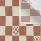 Smiley Face & Checkerboard (Milk Chocolate Colors) Wall Tapestry Gallery Image 3
