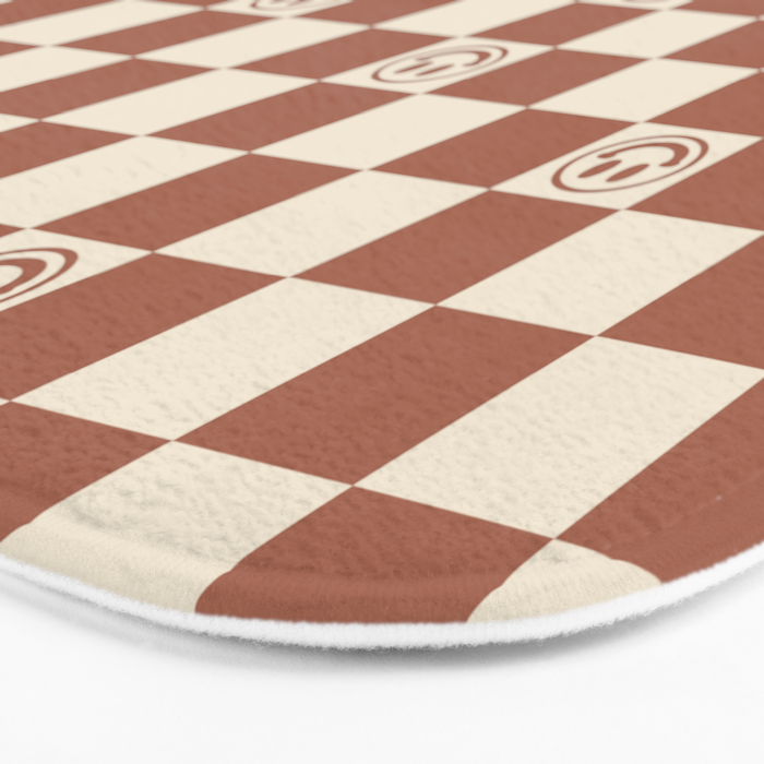 Smiley Face & Checkerboard (Milk Chocolate Colors) Bath Mat Gallery Image 3