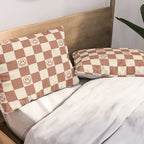 Smiley Face & Checkerboard (Milk Chocolate Colors) Pillow Sham Gallery Image 2