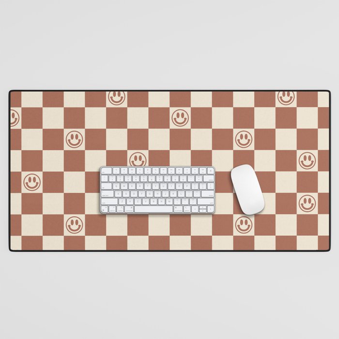 Smiley Face & Checkerboard (Milk Chocolate Colors) Desk Mat Gallery Image 1