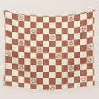Smiley Face & Checkerboard (Milk Chocolate Colors) Wall Tapestry Gallery Image 4