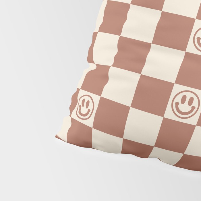Smiley Face & Checkerboard (Milk Chocolate Colors) Pillow Sham Gallery Image 4