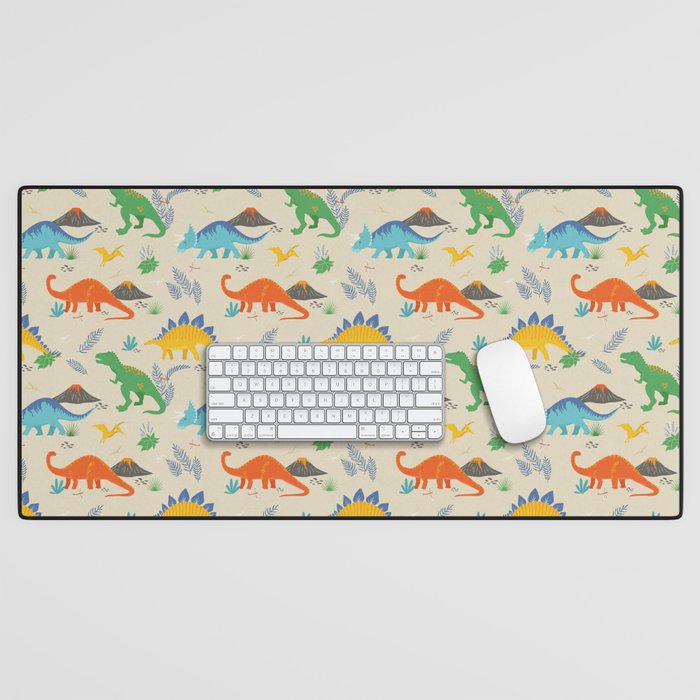 Jurassic Dinosaurs in Primary Colors Desk Mat Gallery Image 1