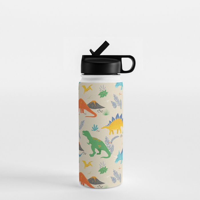 Jurassic Dinosaurs in Primary Colors Water Bottle Gallery Image 1