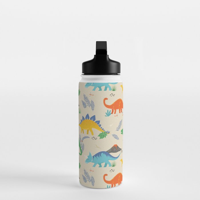 Jurassic Dinosaurs in Primary Colors Water Bottle Gallery Image 3