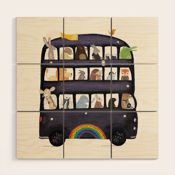 the rainbow bus Wood Wall Art Gallery Image 1