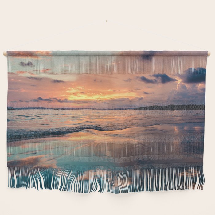 Beautiful Summer Beach Sunset Reflection Wall Hanging Gallery Image 1