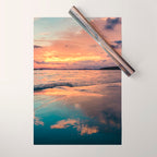 Beautiful Summer Beach Sunset Reflection Wrapping Paper Gallery Image 1