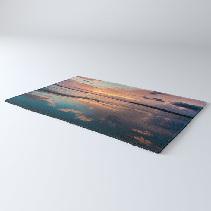 Beautiful Summer Beach Sunset Reflection Rug Gallery Image 3