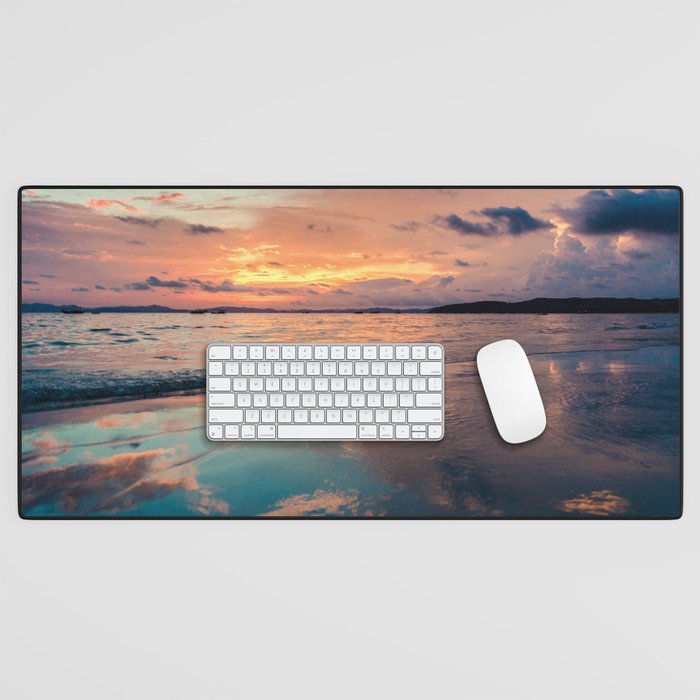 Beautiful Summer Beach Sunset Reflection Desk Mat Gallery Image 1
