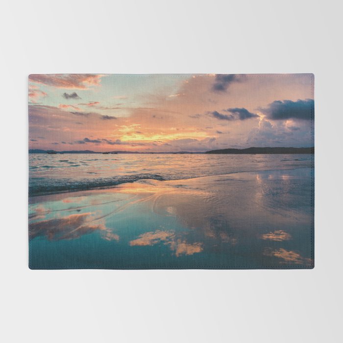 Beautiful Summer Beach Sunset Reflection Rug Gallery Image 2