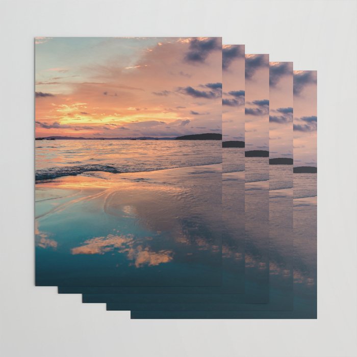 Beautiful Summer Beach Sunset Reflection Wrapping Paper Gallery Image 3
