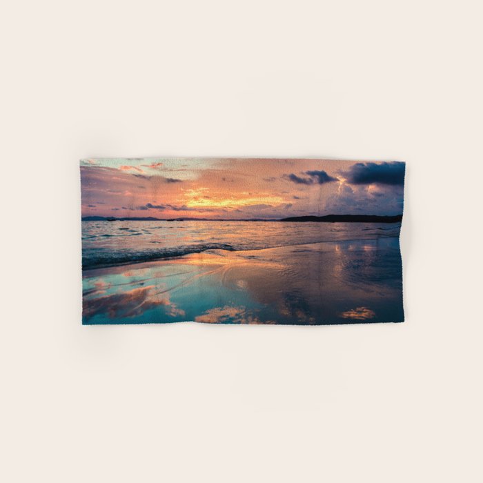 Beautiful Summer Beach Sunset Reflection Bath Towel Gallery Image 1