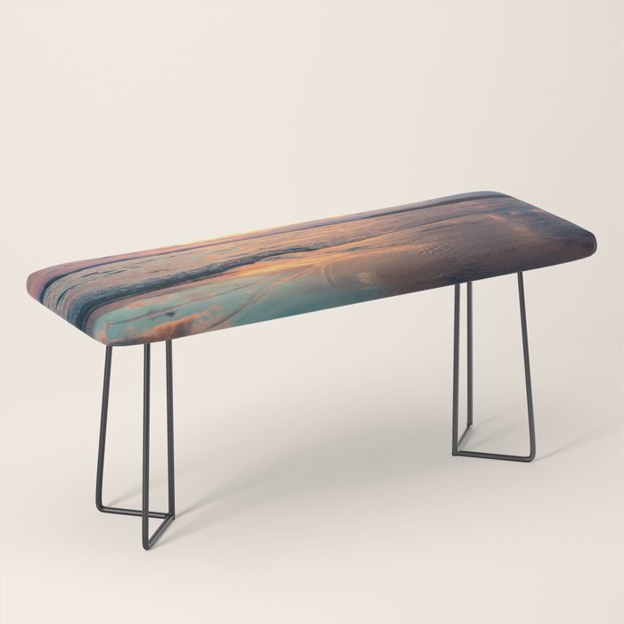 Beautiful Summer Beach Sunset Reflection Bench Gallery Image 1