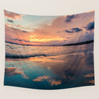 Beautiful Summer Beach Sunset Reflection Wall Tapestry Gallery Image 4