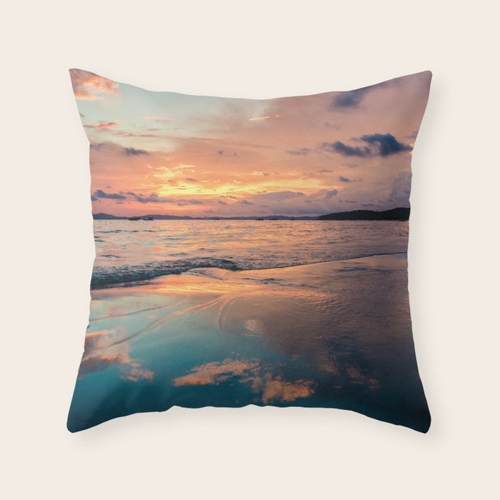 Beautiful Summer Beach Sunset Reflection Throw Pillow Gallery Image 6