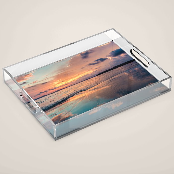 Beautiful Summer Beach Sunset Reflection Acrylic Tray Gallery Image 1
