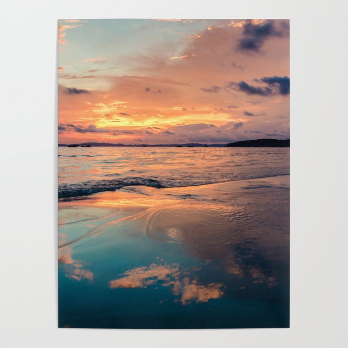 Beautiful Summer Beach Sunset Reflection Poster Gallery Image 4