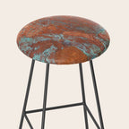 Tarnished Metal Copper Aqua Texture - Natural Marbling Industrial Art  Stool Gallery Image 2