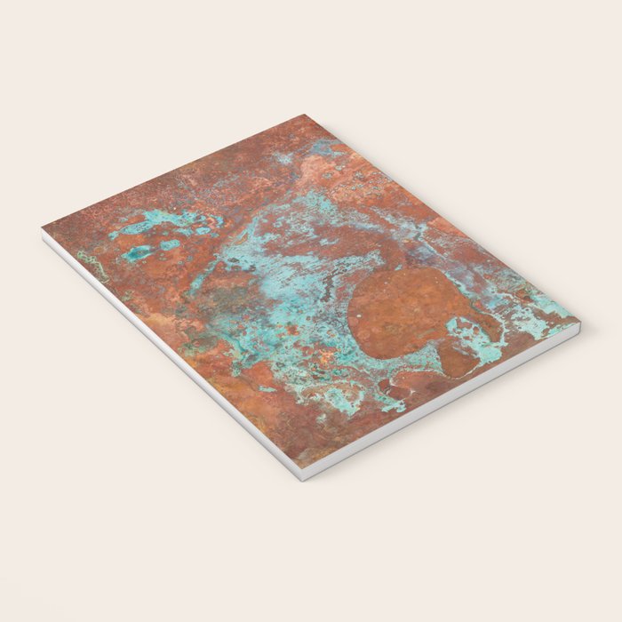 Tarnished Metal Copper Aqua Texture - Natural Marbling Industrial Art  Notebook Gallery Image 3