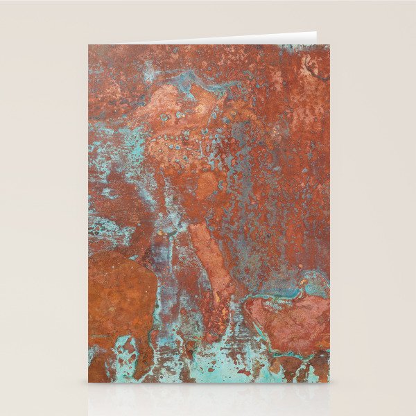 Tarnished Metal Copper Aqua Texture - Natural Marbling Industrial Art  Stationery Card Gallery Image 1